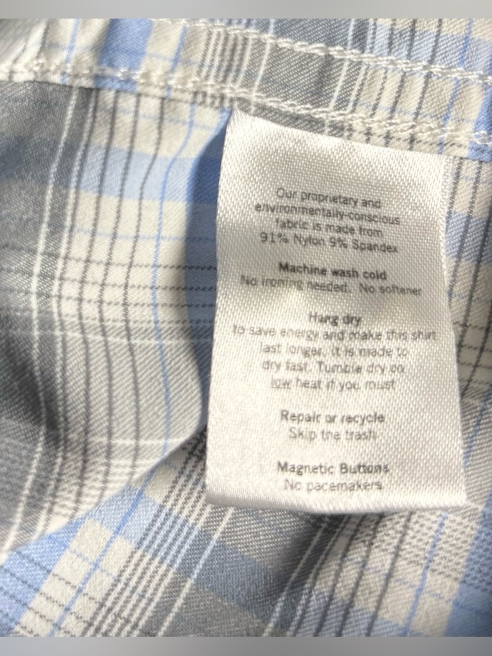 Poncho Men’s XL The Original Regular Fit Blue-Grey Plaid Button Down Shirt - Picture 12 of 13